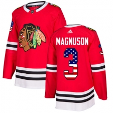 Youth Adidas Chicago Blackhawks #3 Keith Magnuson Authentic Red USA Flag Fashion NHL Jersey