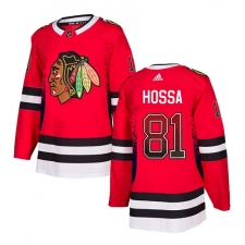 Men's Adidas Chicago Blackhawks #81 Marian Hossa Authentic Red Drift Fashion NHL Jersey