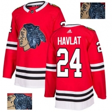 Men's Adidas Chicago Blackhawks #24 Martin Havlat Authentic Red Fashion Gold NHL Jersey