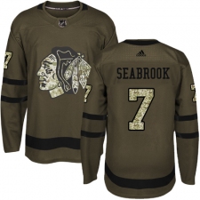 Men's Reebok Chicago Blackhawks #7 Brent Seabrook Authentic Green Salute to Service NHL Jersey