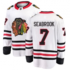 Youth Chicago Blackhawks #7 Brent Seabrook Fanatics Branded White Away Breakaway NHL Jersey