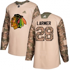 Men's Adidas Chicago Blackhawks #28 Steve Larmer Authentic Camo Veterans Day Practice NHL Jersey