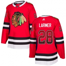 Men's Adidas Chicago Blackhawks #28 Steve Larmer Authentic Red Drift Fashion NHL Jersey