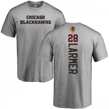 NHL Adidas Chicago Blackhawks #28 Steve Larmer Ash Backer T-Shirt