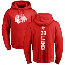 NHL Adidas Chicago Blackhawks #28 Steve Larmer Red One Color Backer Pullover Hoodie