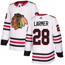 Women's Adidas Chicago Blackhawks #28 Steve Larmer Authentic White Away NHL Jersey