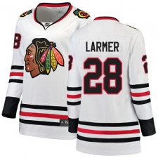 Women's Chicago Blackhawks #28 Steve Larmer Authentic White Away Fanatics Branded Breakaway NHL Jersey