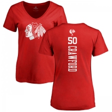 NHL Women's Adidas Chicago Blackhawks #50 Corey Crawford Red One Color Backer T-Shirt