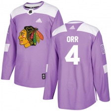 Youth Adidas Chicago Blackhawks #4 Bobby Orr Authentic Purple Fights Cancer Practice NHL Jersey