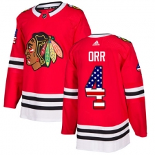 Youth Adidas Chicago Blackhawks #4 Bobby Orr Authentic Red USA Flag Fashion NHL Jersey