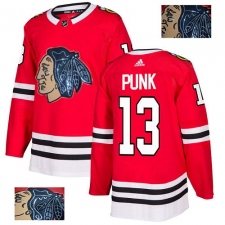 Men's Adidas Chicago Blackhawks #13 CM Punk Authentic Red Fashion Gold NHL Jersey