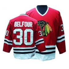 Men's CCM Chicago Blackhawks #30 ED Belfour Authentic Red Throwback NHL Jersey