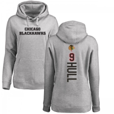 NHL Women's Adidas Chicago Blackhawks #9 Bobby Hull Ash Backer Pullover Hoodie