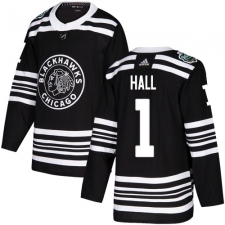 Men's Adidas Chicago Blackhawks #1 Glenn Hall Authentic Black 2019 Winter Classic NHL Jersey