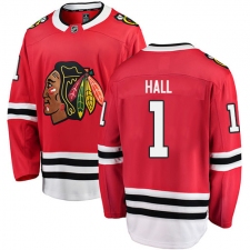 Men's Chicago Blackhawks #1 Glenn Hall Fanatics Branded Red Home Breakaway NHL Jersey