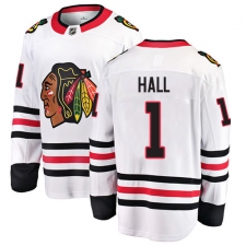 Men's Chicago Blackhawks #1 Glenn Hall Fanatics Branded White Away Breakaway NHL Jersey