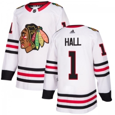 Women's Adidas Chicago Blackhawks #1 Glenn Hall Authentic White Away NHL Jersey