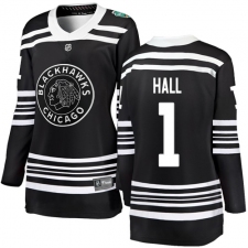 Women's Chicago Blackhawks #1 Glenn Hall Black 2019 Winter Classic Fanatics Branded Breakaway NHL Jersey