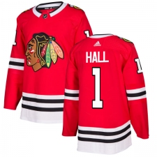 Youth Adidas Chicago Blackhawks #1 Glenn Hall Authentic Red Home NHL Jersey