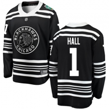 Youth Chicago Blackhawks #1 Glenn Hall Black 2019 Winter Classic Fanatics Branded Breakaway NHL Jersey