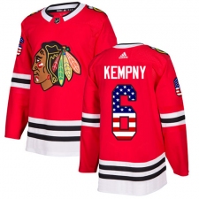 Men's Adidas Chicago Blackhawks #6 Michal Kempny Authentic Red USA Flag Fashion NHL Jersey