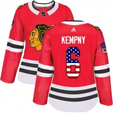 Women's Adidas Chicago Blackhawks #6 Michal Kempny Authentic Red USA Flag Fashion NHL Jersey