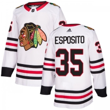 Men's Adidas Chicago Blackhawks #35 Tony Esposito Authentic White Away NHL Jersey