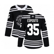 Women's Chicago Blackhawks #35 Tony Esposito Authentic Black Alternate Hockey Jersey