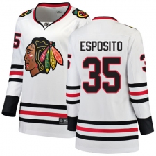 Women's Chicago Blackhawks #35 Tony Esposito Authentic White Away Fanatics Branded Breakaway NHL Jersey