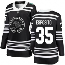 Women's Chicago Blackhawks #35 Tony Esposito Black 2019 Winter Classic Fanatics Branded Breakaway NHL Jersey