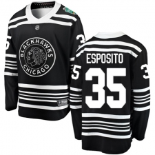 Youth Chicago Blackhawks #35 Tony Esposito Black 2019 Winter Classic Fanatics Branded Breakaway NHL Jersey
