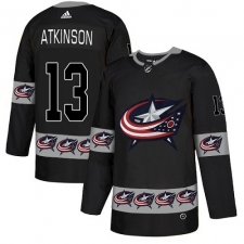 Men's Adidas Columbus Blue Jackets #13 Cam Atkinson Authentic Black Team Logo Fashion NHL Jersey