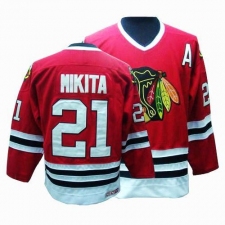 Men's CCM Chicago Blackhawks #21 Stan Mikita Authentic Red Throwback NHL Jersey