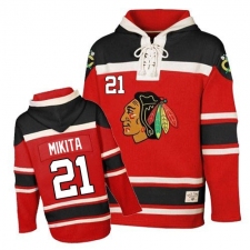 Men's Old Time Hockey Chicago Blackhawks #21 Stan Mikita Authentic Red Sawyer Hooded Sweatshirt NHL Jersey