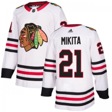 Women's Adidas Chicago Blackhawks #21 Stan Mikita Authentic White Away NHL Jersey