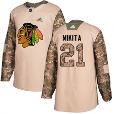 Youth Adidas Chicago Blackhawks #21 Stan Mikita Authentic Camo Veterans Day Practice NHL Jersey