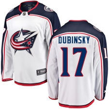Men's Columbus Blue Jackets #17 Brandon Dubinsky Fanatics Branded White Away Breakaway NHL Jersey