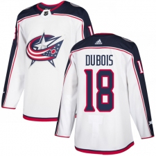 Men's Adidas Columbus Blue Jackets #18 Pierre-Luc Dubois White Road Authentic Stitched NHL Jersey