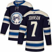 Men's Adidas Columbus Blue Jackets #7 Jack Johnson Authentic Navy Blue Alternate NHL Jersey