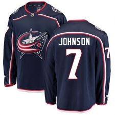 Men's Columbus Blue Jackets #7 Jack Johnson Fanatics Branded Navy Blue Home Breakaway NHL Jersey
