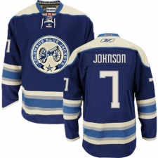 Youth Reebok Columbus Blue Jackets #7 Jack Johnson Premier Navy Blue Third NHL Jersey