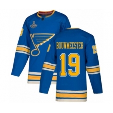 Men's St. Louis Blues #19 Jay Bouwmeester Authentic Navy Blue Alternate 2019 Stanley Cup Champions Hockey Jersey