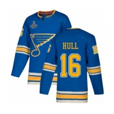 Youth St. Louis Blues #16 Brett Hull Authentic Navy Blue Alternate 2019 Stanley Cup Champions Hockey Jersey