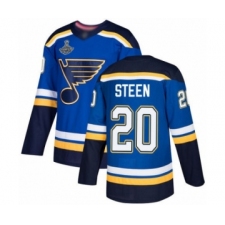 Men's St. Louis Blues #20 Alexander Steen Authentic Royal Blue Home 2019 Stanley Cup Champions Hockey Jersey
