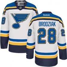 Women's Reebok St. Louis Blues #28 Kyle Brodziak Authentic White Away NHL Jersey