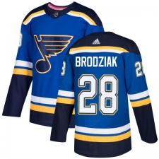 Youth Adidas St. Louis Blues #28 Kyle Brodziak Authentic Royal Blue Home NHL Jersey