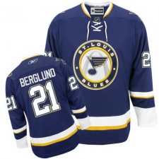 Women's Reebok St. Louis Blues #21 Patrik Berglund Authentic Navy Blue Third NHL Jersey