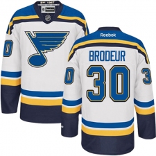 Men's Reebok St. Louis Blues #30 Martin Brodeur Authentic White Away NHL Jersey