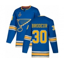Youth St. Louis Blues #30 Martin Brodeur Authentic Navy Blue Alternate 2019 Stanley Cup Final Bound Hockey Jersey