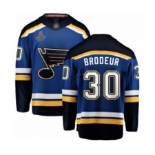 Youth St. Louis Blues #30 Martin Brodeur Fanatics Branded Royal Blue Home Breakaway 2019 Stanley Cup Champions Hockey Jersey